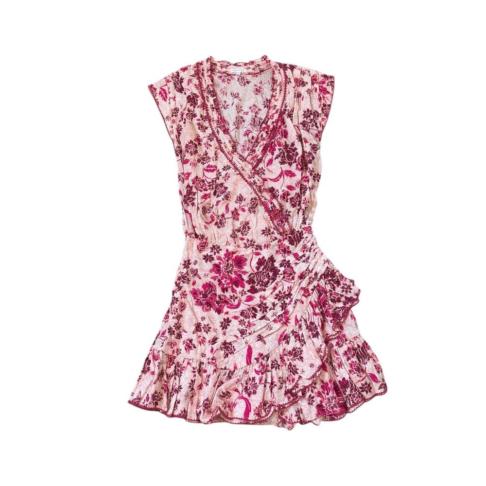 Poupette St Barth Estelle Wrap Around Mini Dress Pink Floral